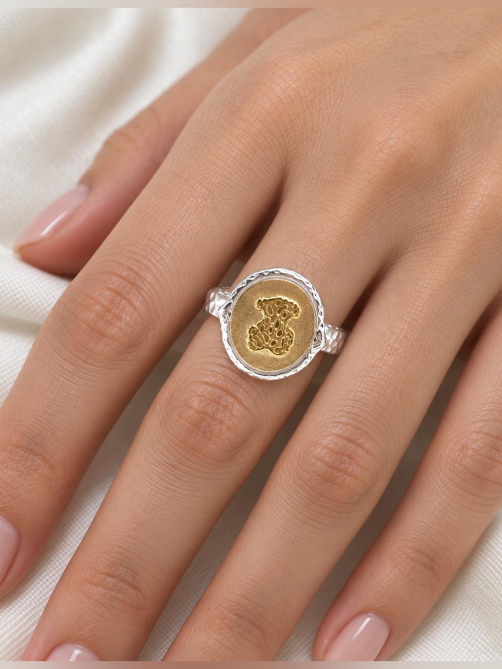 6.5 Elegant Gold and Silver Women's Ring sterling silver 925